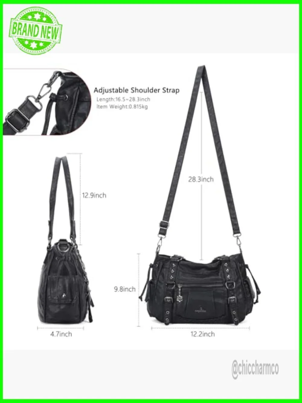 Vegan Leather Hobo Tote with Adjustable Strap Fits 13